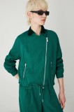 Medicine jachetă bomber din in culoarea verde, de tranzitie, oversize