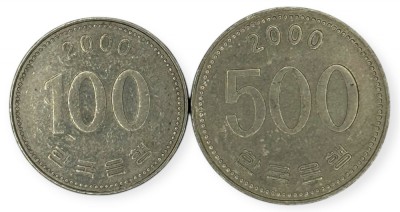 Coreea de Sud , lot 16 - 100 + 500 Won 2000 foto