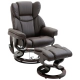 HOMCOM fotoliu relax cu taburet, fotoliu TV rotativ 360&deg; cu masaj, funcție șezlong, fotoliu cu masaj și buzunar lateral, fotoliu recliner, piele ecolo