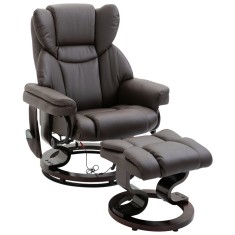 HOMCOM fotoliu relax cu taburet, fotoliu TV rotativ 360&deg; cu masaj, funcție șezlong, fotoliu cu masaj și buzunar lateral, fotoliu recliner, piele ecolo