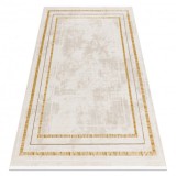 Covor modern DUKE 51523 crem / auriu - Cadru, structurat, foarte moale, franjuri, 280x370 cm