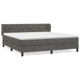 Cumpara ieftin Pat box spring cu saltea, gri inchis, 180x200 cm, catifea