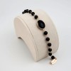 Bratara Aurora Argint 925 placat aur roz, agat negru 6mm, reglabila 18-23cm, Made in Italy. Cutie cadou