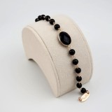 Cumpara ieftin Bratara Aurora Argint 925 placat aur roz, agat negru 6mm, reglabila 18-23cm, Made in Italy. Cutie cadou