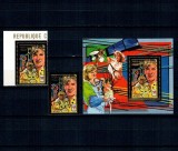Centrafricaine Republic 1989 - Steffi Graf, tenis, dantelat, nedantelat si colita dantelata neuzata