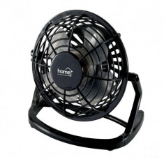 Mini ventilator de birou, alimentare usb, 2.5w, 10 cm, palete abs, negru, home