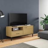 Cumpara ieftin Comodă TV cu picioare metalice OSLO, maro, lemn masiv pin