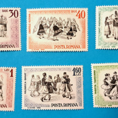 TIMBRE ROMANIA LP626/1966 -DANSURI POPULARE- Serie simplă -MNH