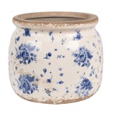 Ghiveci flori ceramica bej albastru 16x13 cm