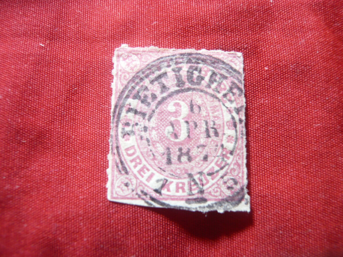 2 Timbre Germania 1868-69 Nord Deutscher 3 kr carmin ,dant. si nedant. ,stamp.