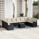 VidaXL Set de canapele pentru grădină 11 pcs Negru Rattan poli 3346227