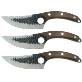 Set trei cutite macelarie DEPOX&reg;, lucrate manual, Shuryo Blade, 27.5 cm, maro, teaca piele naturala