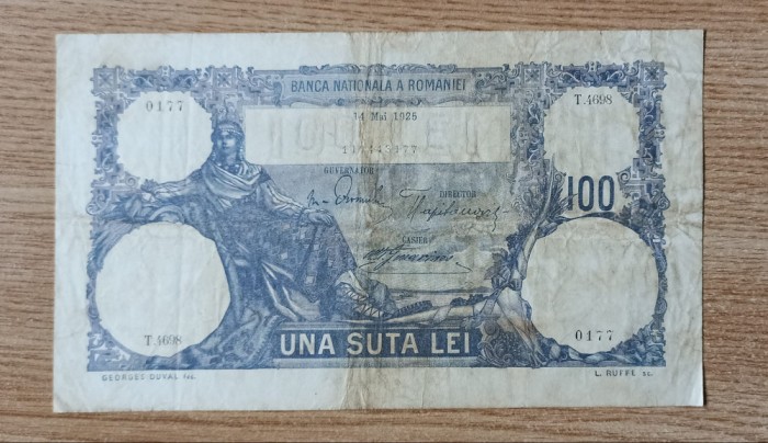 ROMANIA 100 LEI - 1925 . Foarte rara data de emisie ! VF