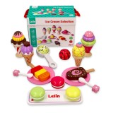 Set de joaca 25 piese din lemn pentru inghetata Lelin L40105 for Your BabyKids