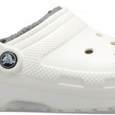 Saboti Crocs Classic Lined Clog Alb - White/Grey