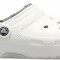 Saboti Crocs Classic Lined Clog Alb - White/Grey
