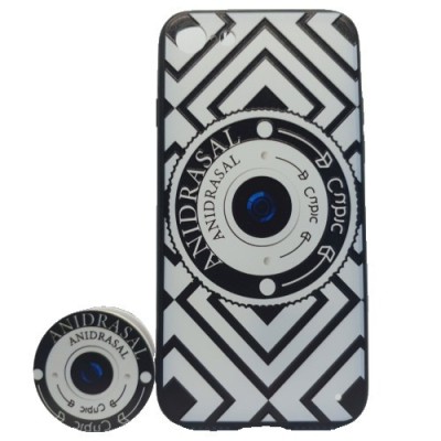 Husa apple iphone 7/8 multicolor model camera foto + popsocket inclus foto