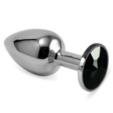 Dop Anal Cu Bijuterie Rosebud Classic Metal, Negru, 6.5 cm