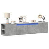 Cumpara ieftin Comodă TV de perete cu lumini LED, gri beton, 180x31x39,5 cm