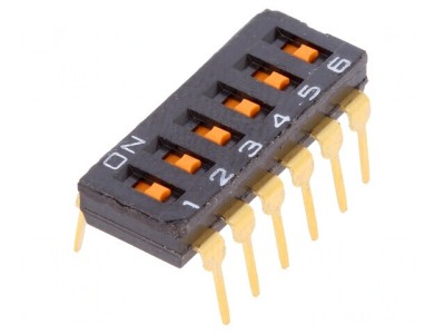 Comutator DIP-SWITCH 6 Secțiuni ON-OFF 0,025A 24V DC foto