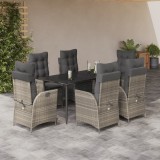 vidaXL Set mobilier de grădină cu perne, 7 piese gri deschis poliratan 3213279