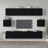 Gossi set dulap tv, 6 piese, negru, lemn prelucrat