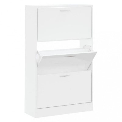 Pantofar, alb extralucios, 63x24x103 cm, lemn compozit foto