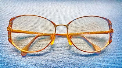 C984-Ochelari de vedere lux alama aurita cu email design super. foto