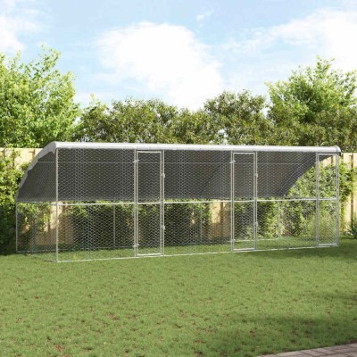 vidaXL Cușcă pentru c&amp;acirc;ini 3 pcs Argintiu 6 x 2 x 2 m Oțel 3368326 foto