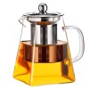 Infuzor ceai Pufo Exclusive din sticla cu filtru si capac metalic, 700 ml, transparent