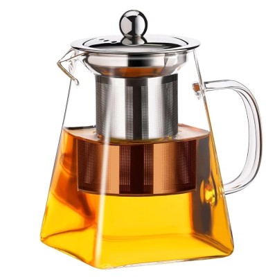 Infuzor ceai Pufo Exclusive din sticla cu filtru si capac metalic, 700 ml, transparent foto