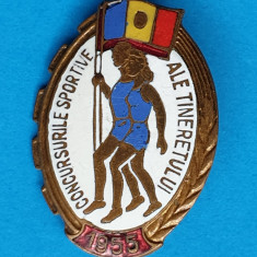 Insigna veche RPR sport Concurs International sportiv anul 1955 #2