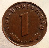 2.515 GERMANIA WWII 1 REICHSPFENNIG 1939 D, Europa, Bronz