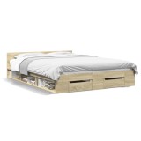 Cumpara ieftin Cadru de pat cu sertare stejar sonoma 140x200 cm lemn prelucrat
