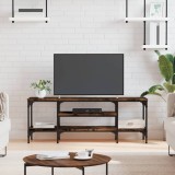 Comodă TV, stejar afumat, 121x35x45 cm, lemn prelucrat &amp; fier