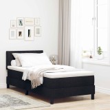 VidaXL Pat cu arcuri cu saltea cu headboard Negru 90 x 200 cm țesătură