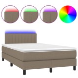 Cumpara ieftin Pat cu arcuri, saltea si LED, gri taupe, 120x200 cm, textil
