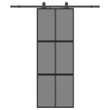 Cumpara ieftin Usa glisanta cu set feronerie neagra 76x205cm sticla securizata