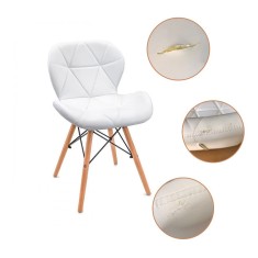 Scaun din lemn natur pentru bucatarie, scandinav, maxim 120 kg, alb, RESIGILAT