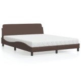 VidaXL Pat cu saltea, Dover, maro, 160x200 cm, piele ecologică 3208439