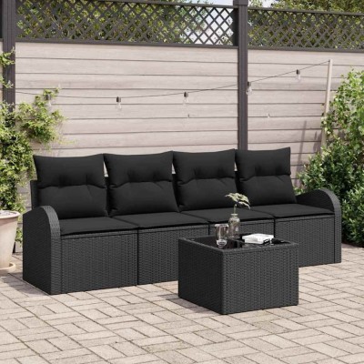vidaXL Set de canapele pentru grădină 5 pcs Negru 55 x 55 x 37 cm 3345913 foto