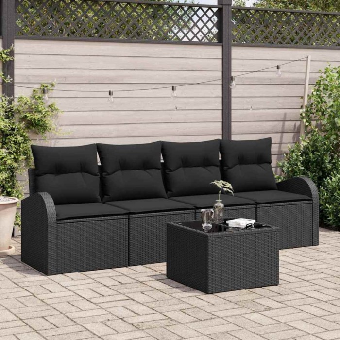 vidaXL Set de canapele pentru grădină 5 pcs Negru 55 x 55 x 37 cm 3345913