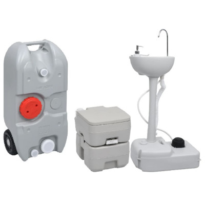vidaXL Set portabil cu toaletă, lavoar și rezervor apă pentru camping foto