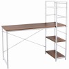 Birou calculator, Jumi, pal melaminat, otel, 3 rafturi, natur si alb, 120x52x120 cm