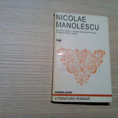 INCEPUTURILE LITERATURII ARTISTICE - Nicolae Manolescu - 1998, 224 p.