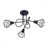 Candelabru Artemis Negru Oțel 3 Becuri Coș Conic Modern De Interior
