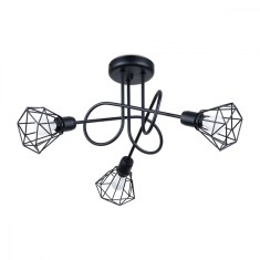 Candelabru Artemis Negru Oțel 3 Becuri Coș Conic Modern De Interior foto