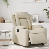VidaXL Fotoliu rabatabil electric, crem, piele ecologică 3204531