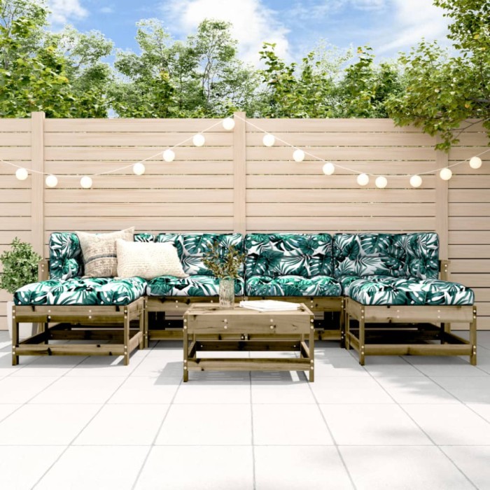 Gossi set mobilier de gradina cu perne, 7 piese, lemn de pin tratat