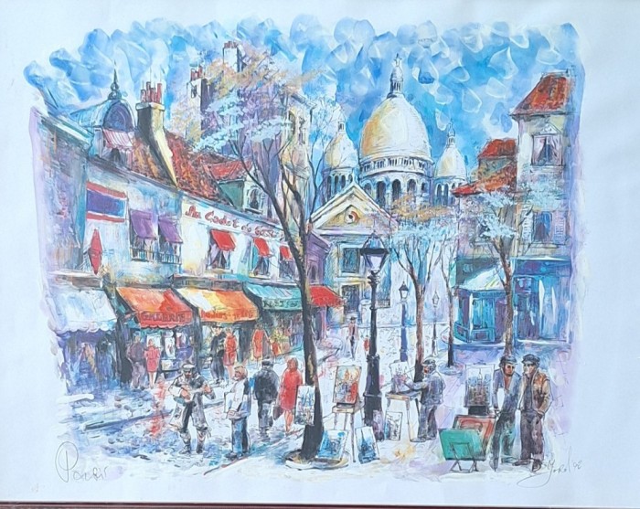Tablou original &ndash; Paris Montmartre &ndash; semnat Jarol &rsquo;92 &ndash; pictură de colecție